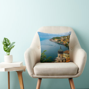 Water   San Benedetto Church Lake Garda, Italy Throw Pillow