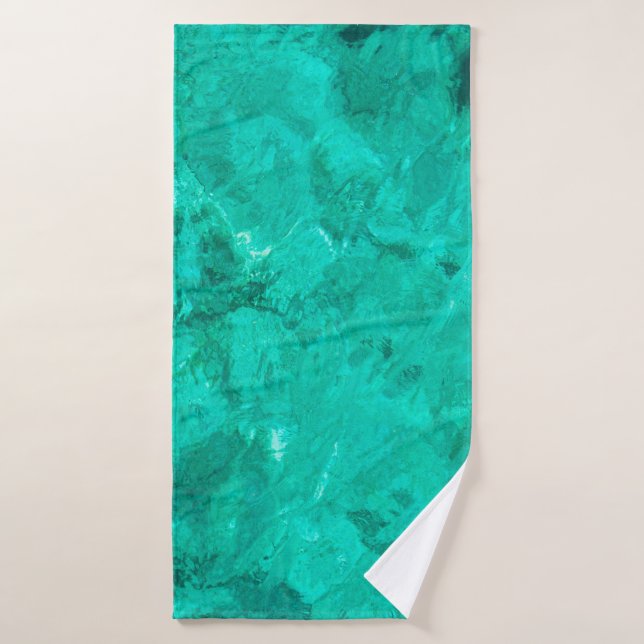 Water sea blue wave turquoise liquid background bath towel (Bath Towel)