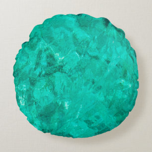 Water sea blue wave turquoise liquid background round pillow