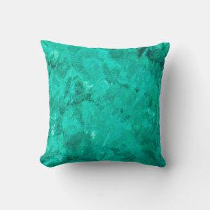 Water sea blue wave turquoise liquid background throw pillow