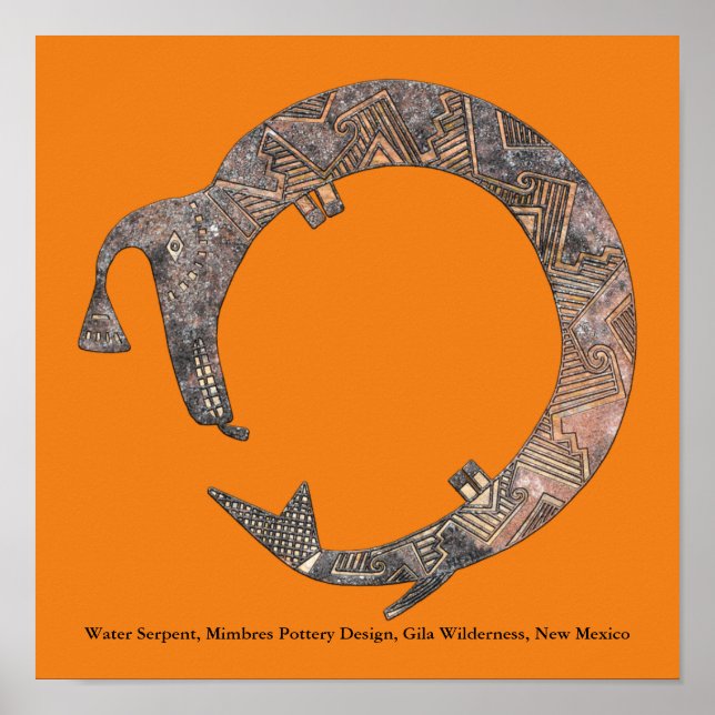 Water Serpent, Mimbres Pottery Design Poster (Front)
