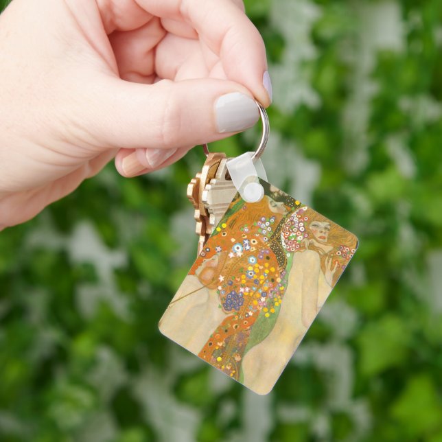Water serpents II by Gustav Klimt, Art Nouveau Keychain (Hand)