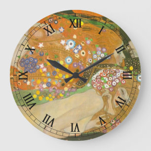 Water Serpents II by Gustav Klimt, Art Nouveau Large Clock