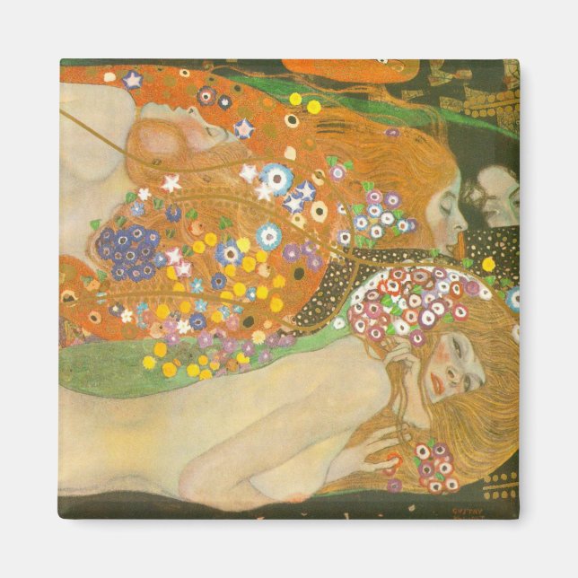Water Serpents II by Gustav Klimt, Art Nouveau Magnet (Front)