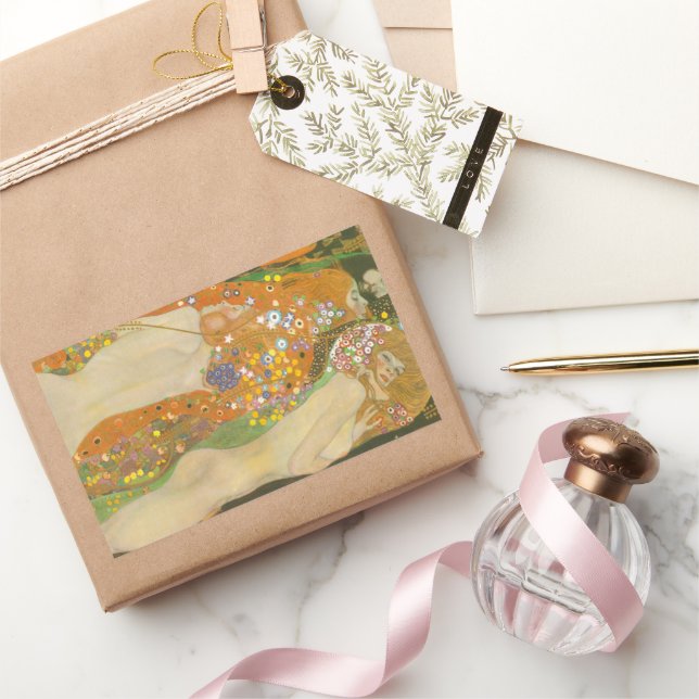 Water Serpents II by Gustav Klimt, Art Nouveau Sticker (Gifting)