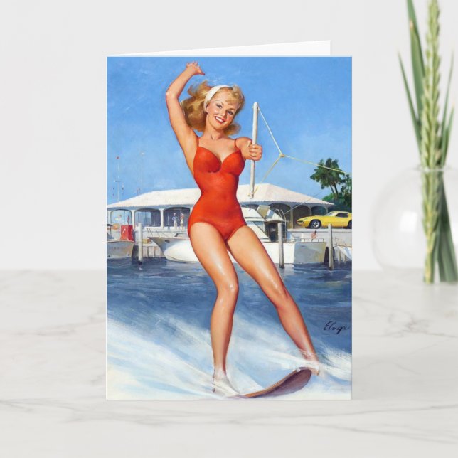 Water Ski Pin Up Card (Front)