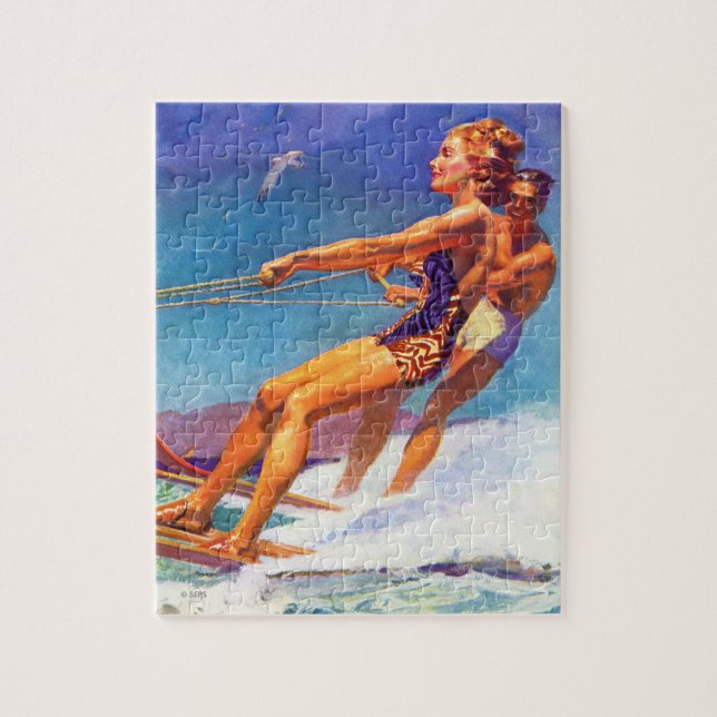 Water Skier by McClelland Barclay Jigsaw Puzzle (Vertical)