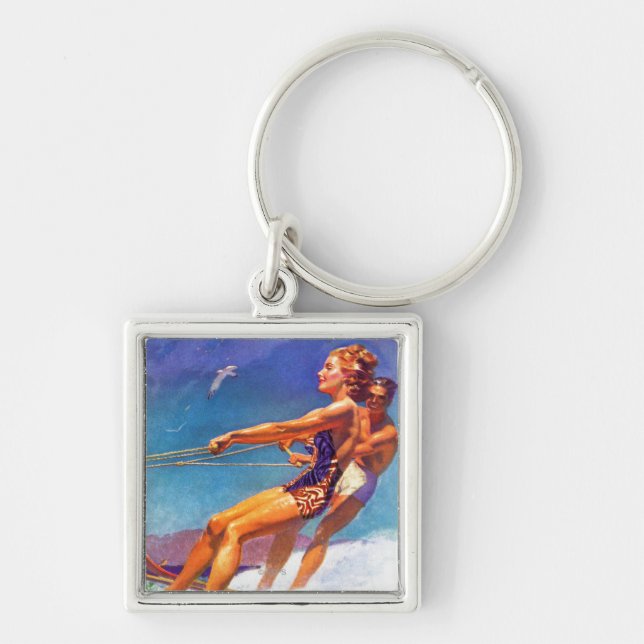 Water Skier by McClelland Barclay Keychain (Front)