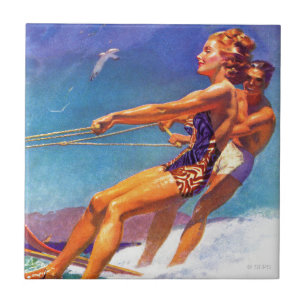 Water Skier by McClelland Barclay Tile