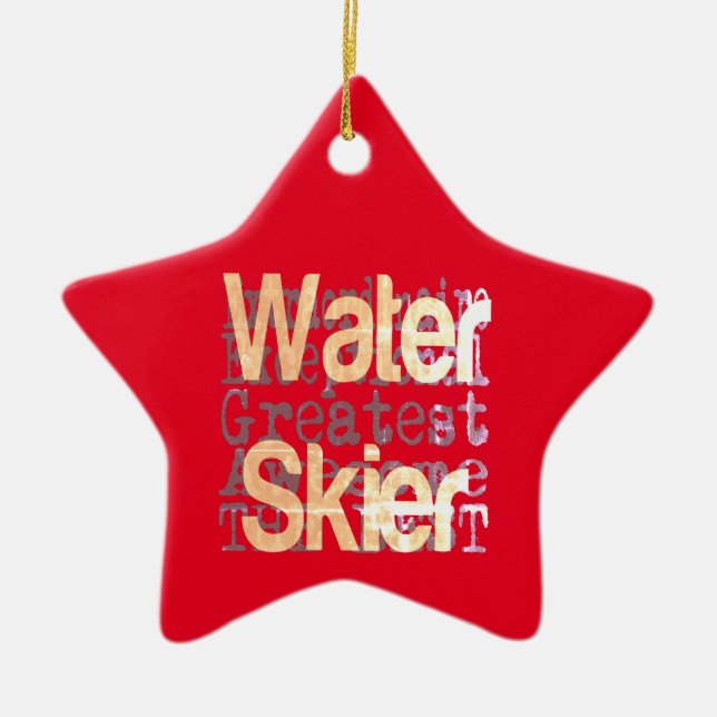 Water Skier Extraordinaire Ceramic Ornament (Front)