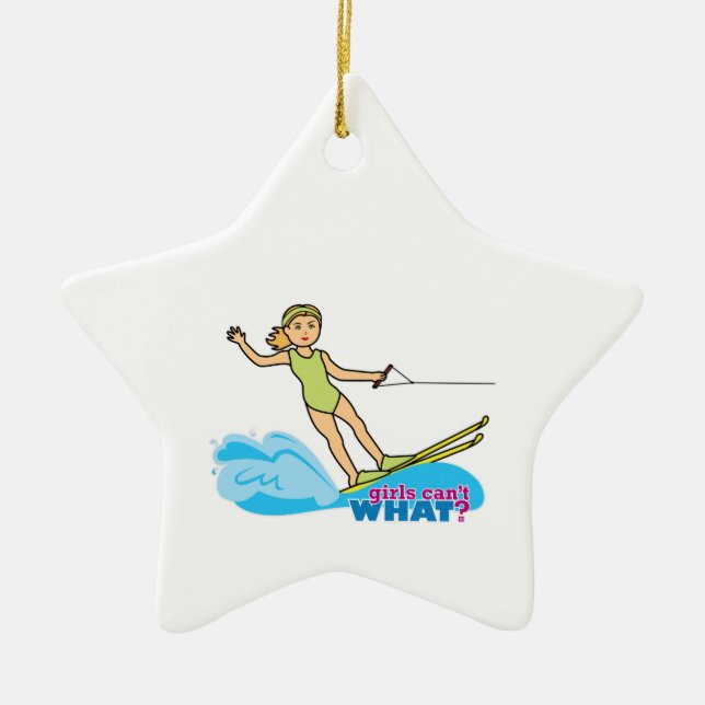 Water-Skier-Girl 2 Ceramic Ornament (Front)