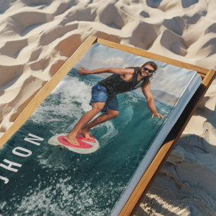 Water Skiing Blue Wave Beach Summer Custom Name Towel