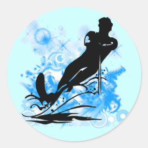 Water Skiing Classic Round Sticker
