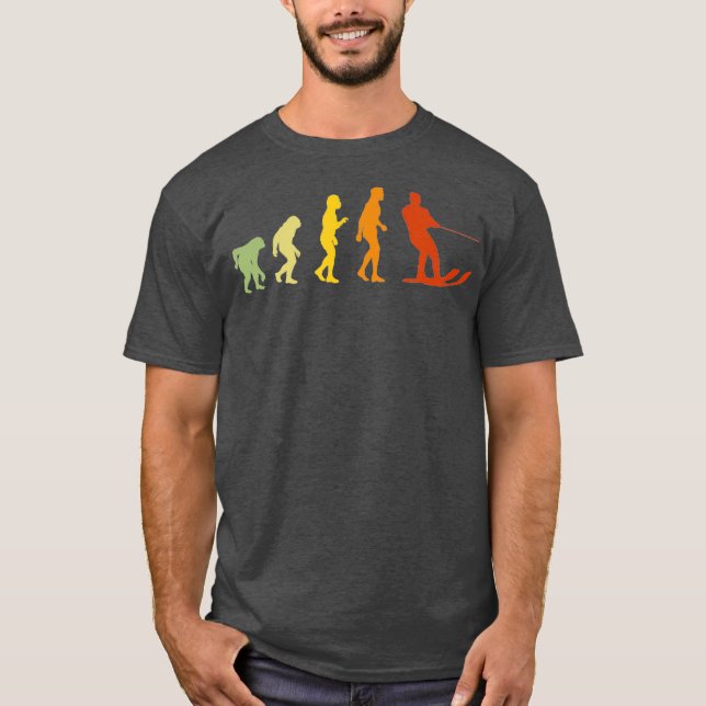 Water Skiing Evolution Funny Water Skier T-Shirt (Front)