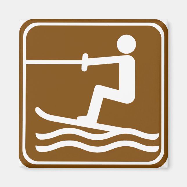 Water Skiing Highway Sign Magnet (Front)