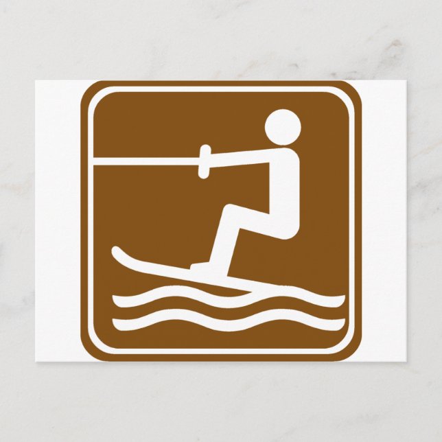 Water Skiing Highway Sign Postcard (Front)