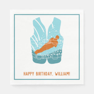 Water Skiing Life Jacket Graphic Personalized Napkin