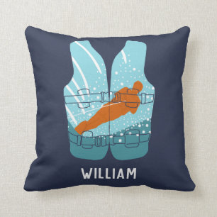 Water Skiing Life Jacket Graphic Personalized Throw Pillow