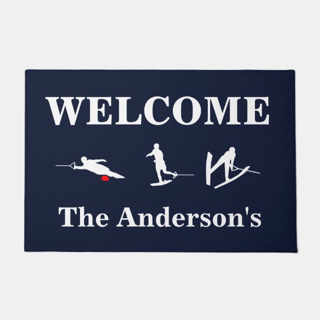 Water Skiing Personalized Door Mat (Front)