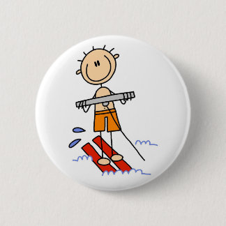 Water Skiing Stick Figure 2 Inch Round Button