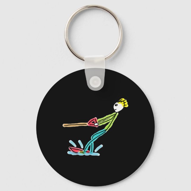 Water Skiing Stickman  Keychain (Front)