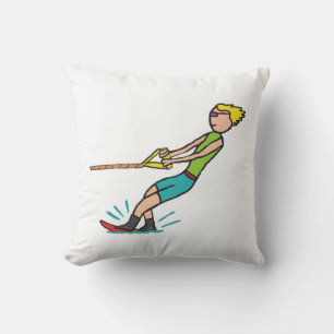 Water Skiing Throw Pillow