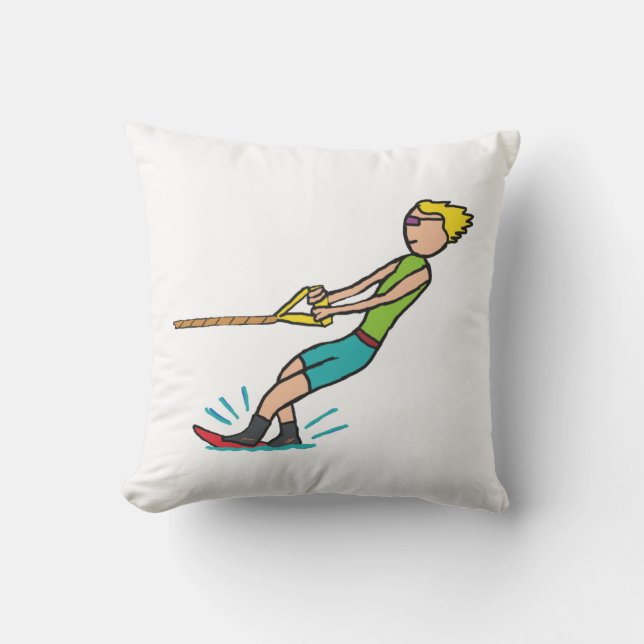 Water Skiing Throw Pillow (Front)