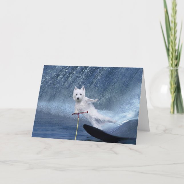 Water Skiing Westie! Card (Front)