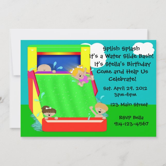 Water Slide Party Invitation (Front)