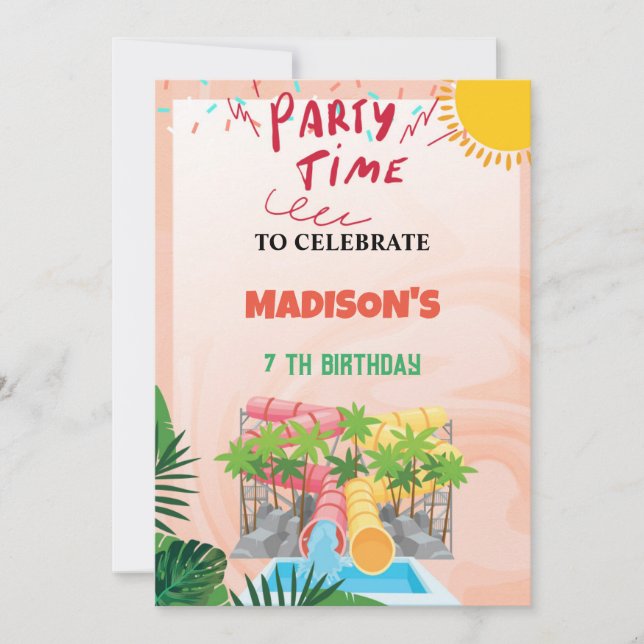 Water Slide Party Invite (Front)