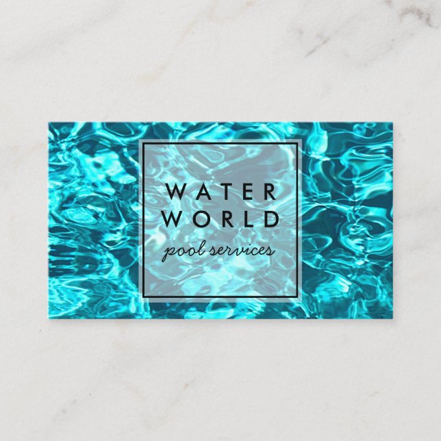 Water Sparkles Swimming Pool Service Photo Travel  Business Card (Front)