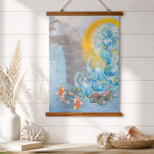 Water Spirit and Koi Fish Hanging Tapestry