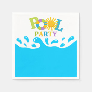 Water Splash Boy Pool Party Birthday Paper Napkin