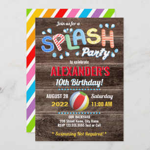 Water Splash Kids Summer Party Invitation
