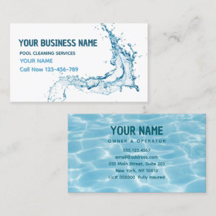 Water Splash Pool Cleaning Service Business Card