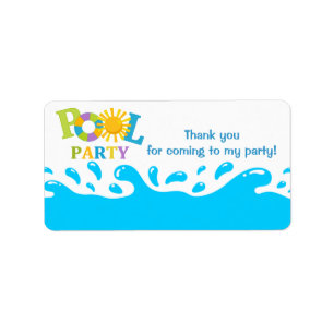 Water Splash Pool Party Boy Favour Tag Label