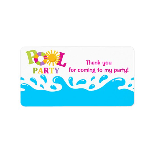 Water Splash Pool Party Girl Favour Tag Label
