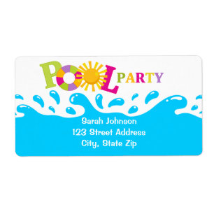 Water Splash Pool Party Girl Shipping Labels