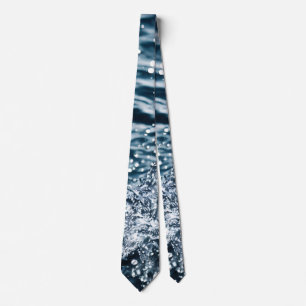 Water Splash With Drop In Aqua Blue Tie