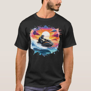 Water Sports Enthusiast Colourful Sunset Jet Ski R T-Shirt