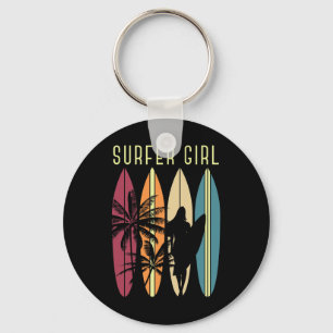 Water Sports Surfing Girls Surfboard Surfer Hobby Keychain