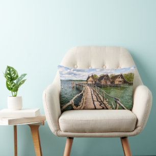 Water Stilt Houses Over the Water Lumbar Pillow