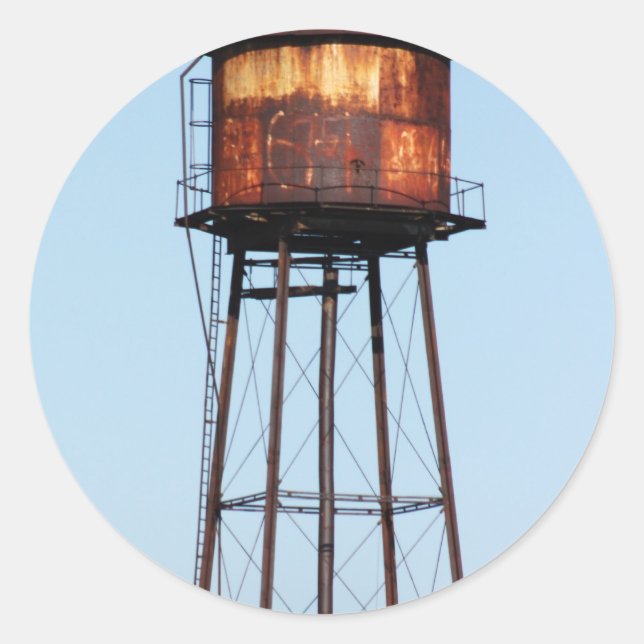 Water Tower Classic Round Sticker (Front)