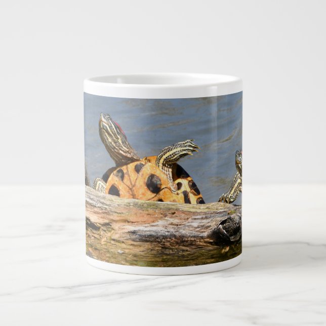 Water Turtles Getting Some Sun Large Coffee Mug (Front)