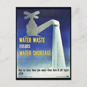 Water Waste Means Water Shortage Postcard