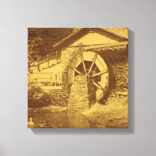 Water Wheel Duck Pond Vintage Look  Canvas Print