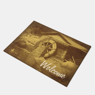 Water Wheel Duck Pond Vintage Welcome Doormat