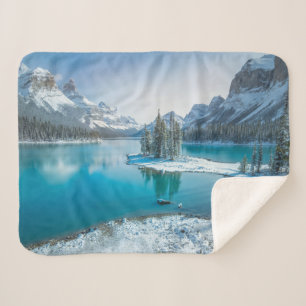 Water Winter Jasper National Park, Canada Sherpa Blanket
