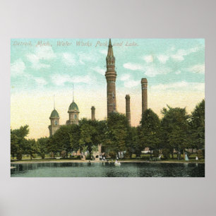 Water Works Park, Detroit 1910 Vintage Poster
