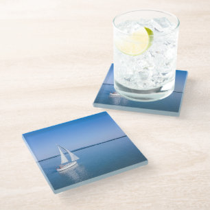 Water Yacht at Lake Balaton Lake Hungary Glass Coaster